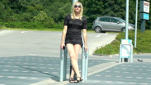 Crossdresser in short Dress outside